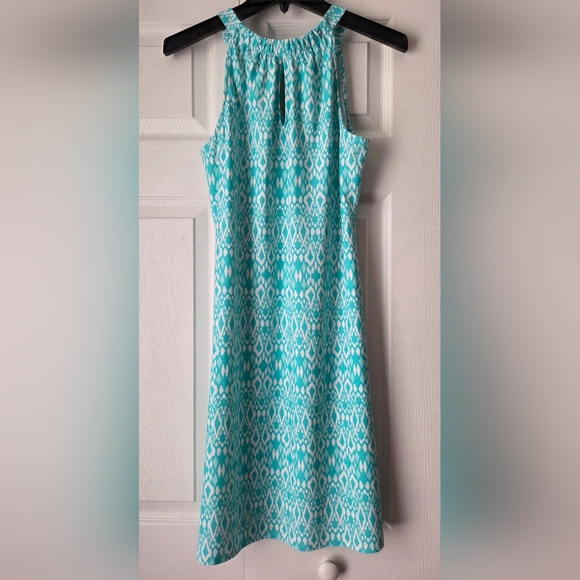 NWOT Jude Connally Turquoise/White Sleeveless Patterned Dress Size S - Picture 6 of 11